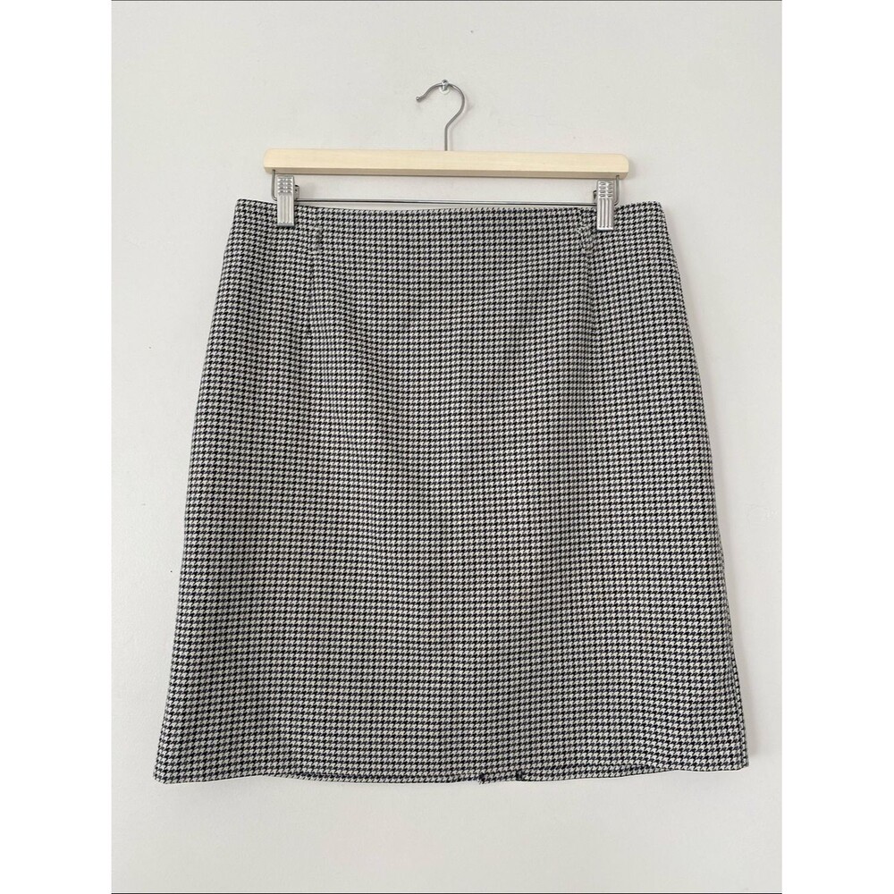 Tailored Houndstooth Pencil Skirt in Black and White Sz 12 Academia Preppy Offic